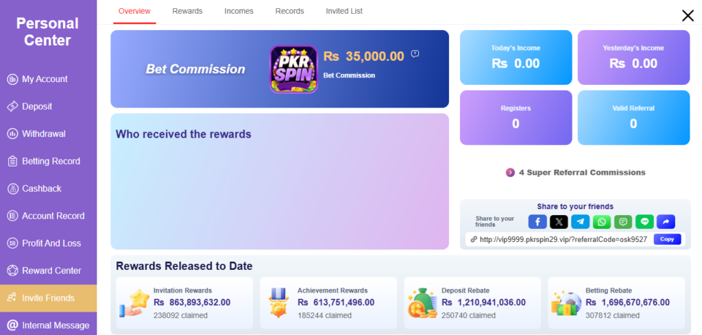 Pkrspin Game Referral Bonus